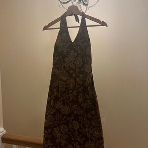 Ralph Lauren Brown Floral Halter Maxi Dress